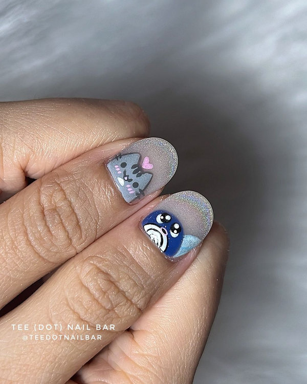 Custom nail art with personal monogram and meaningful details